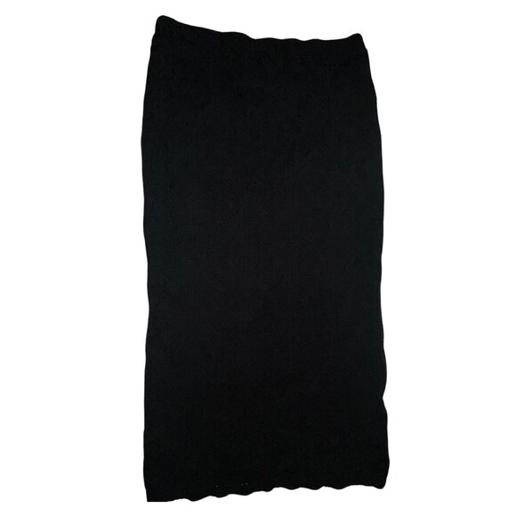 Black Textured Knit Maxi Pencil Skirt With Elastic Waistband Witchy Whimsygoth - Picture 2 of 6